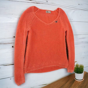 Hollister Coral Orange Knit Sweater Size S